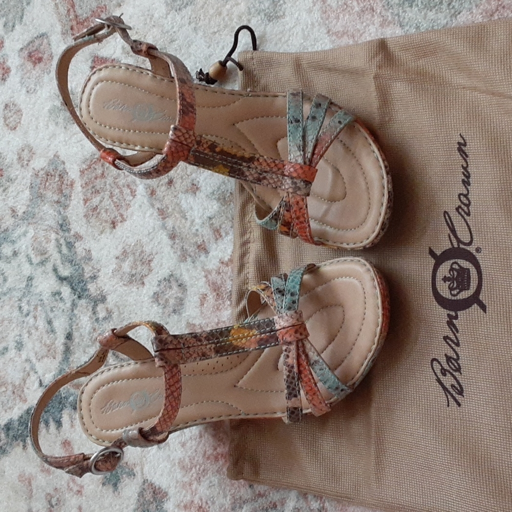 Born crown  leather snake print sandals